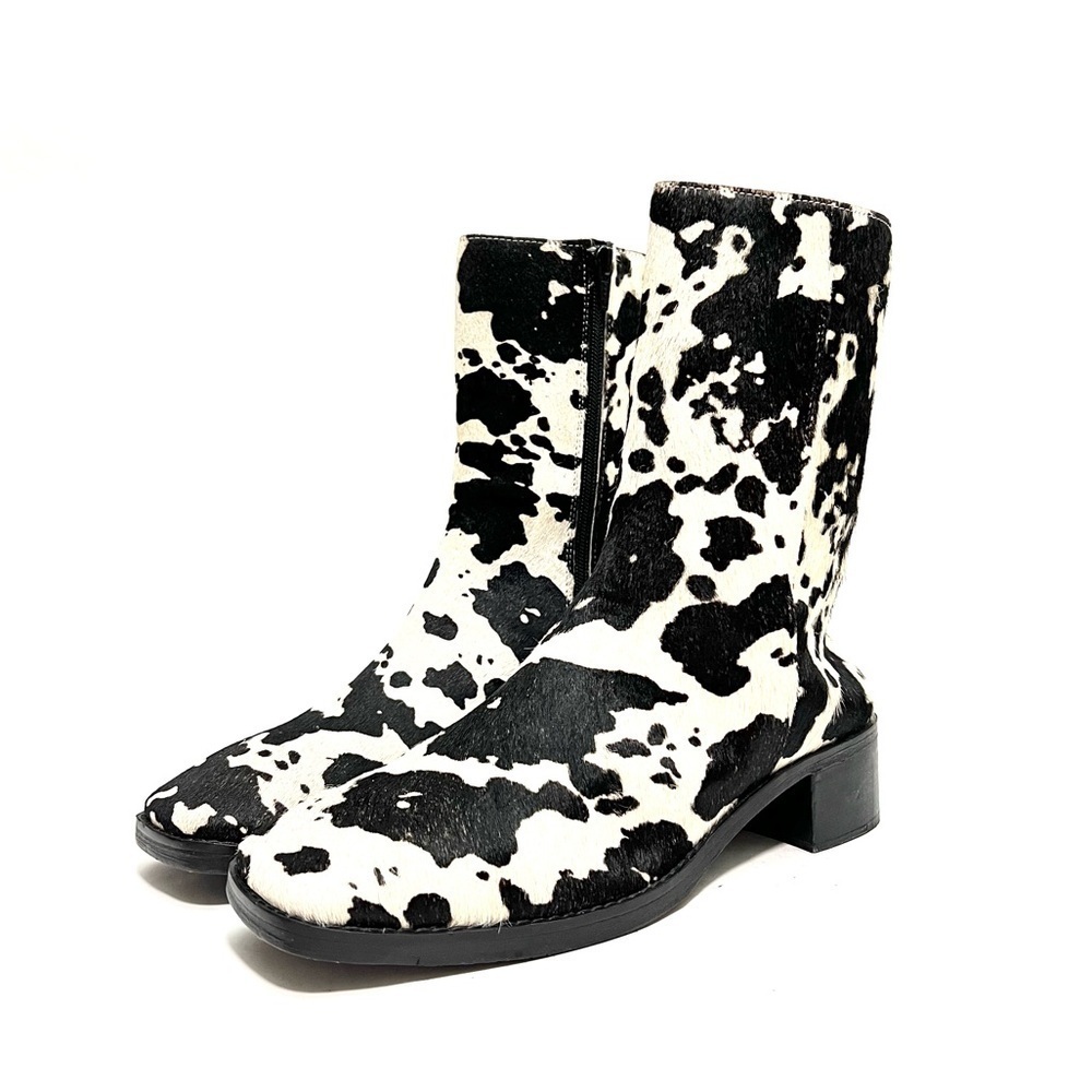 Vintage Y2K deadstock cow print pony hair square toe western fashion boots - Picture 7 of 9